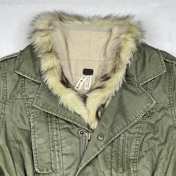 Free People We The Free Utility Parka Faux Fur-Trimmed Boho Olive Jacket L NWOT - Picture 4 of 14